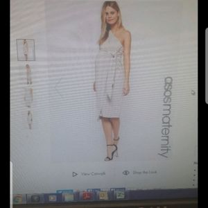 Asos Maternity Dress in Grey Off-Shoulder